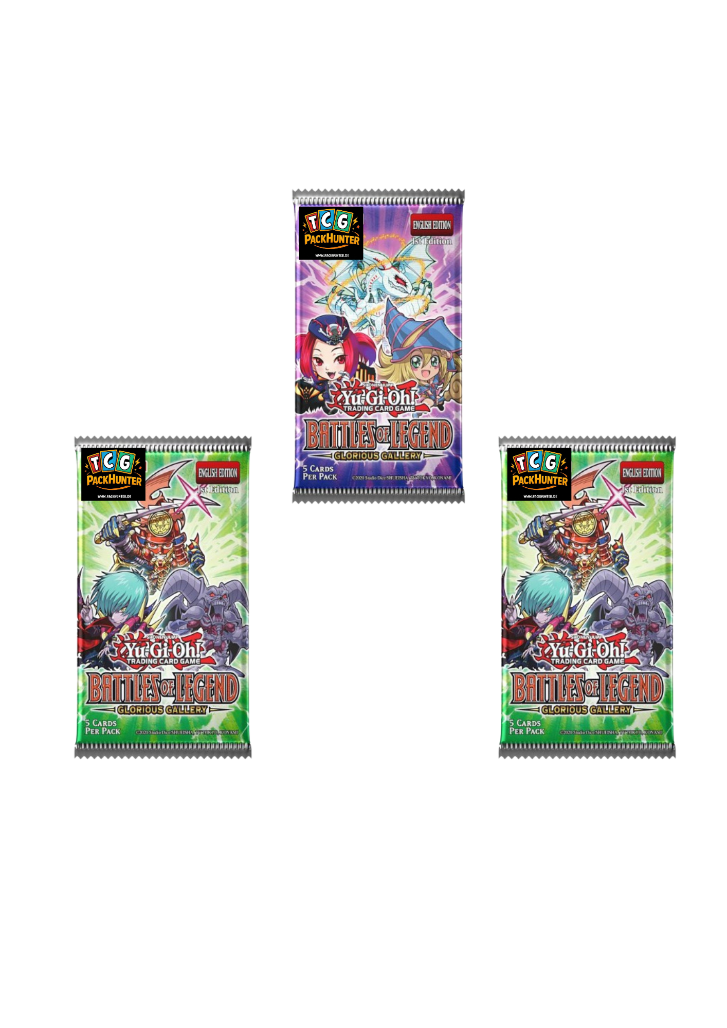 Yu-Gi-Oh – Battles of Legend Glorious Gallery - 3 Booster - Englisch - Offizielles Konami Sammelkarten