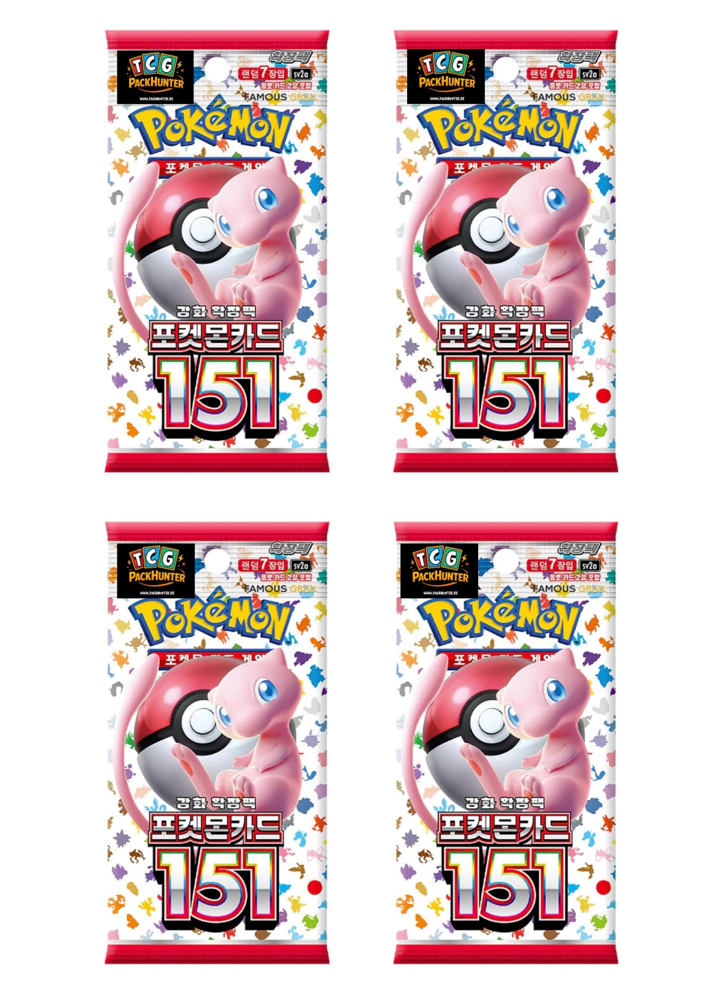 Pokemon 151 - Koreanische - 4 Booster Packs & PackHunter Toploader - Sammelkartenspiel
