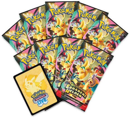 Pokémon Elite Trainer Box Mega Evolution - Exalted Heroes - German - & PackHunter Toploader - Collectible Card Game