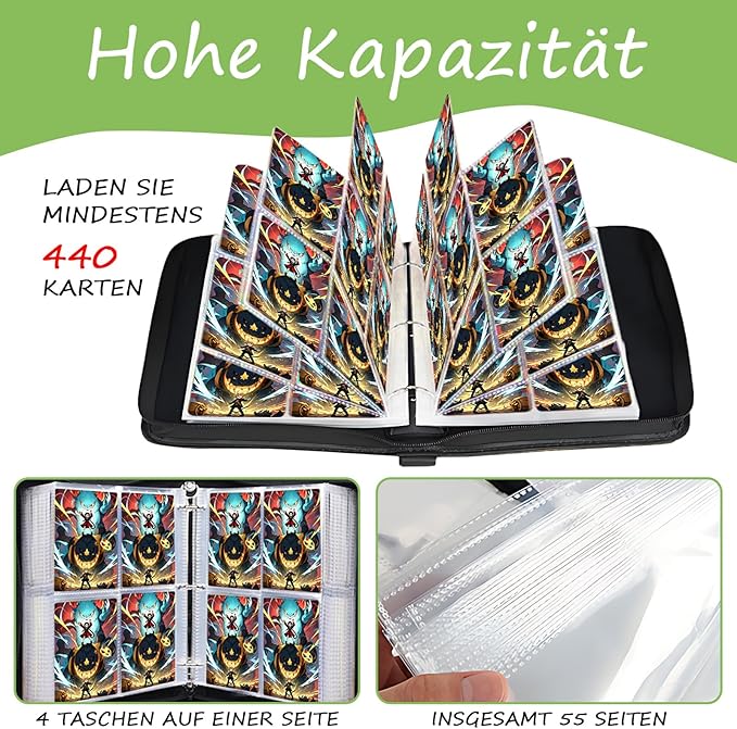 Erste Partner Sammelalbum - 55 Seiten - 440 Karten - 4-Pocket - Tragbarer Wasserdichter