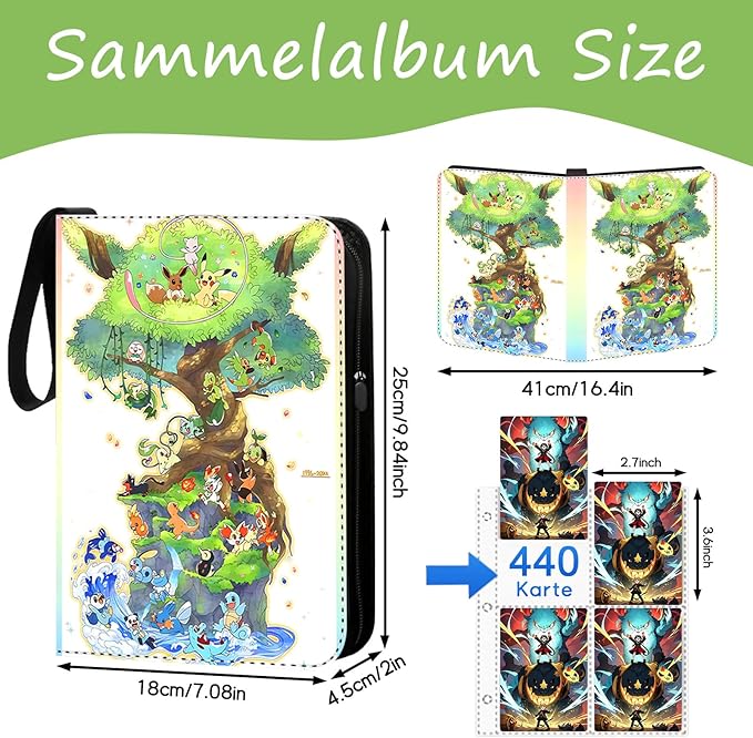 Erste Partner Sammelalbum - 55 Seiten - 440 Karten - 4-Pocket - Tragbarer Wasserdichter