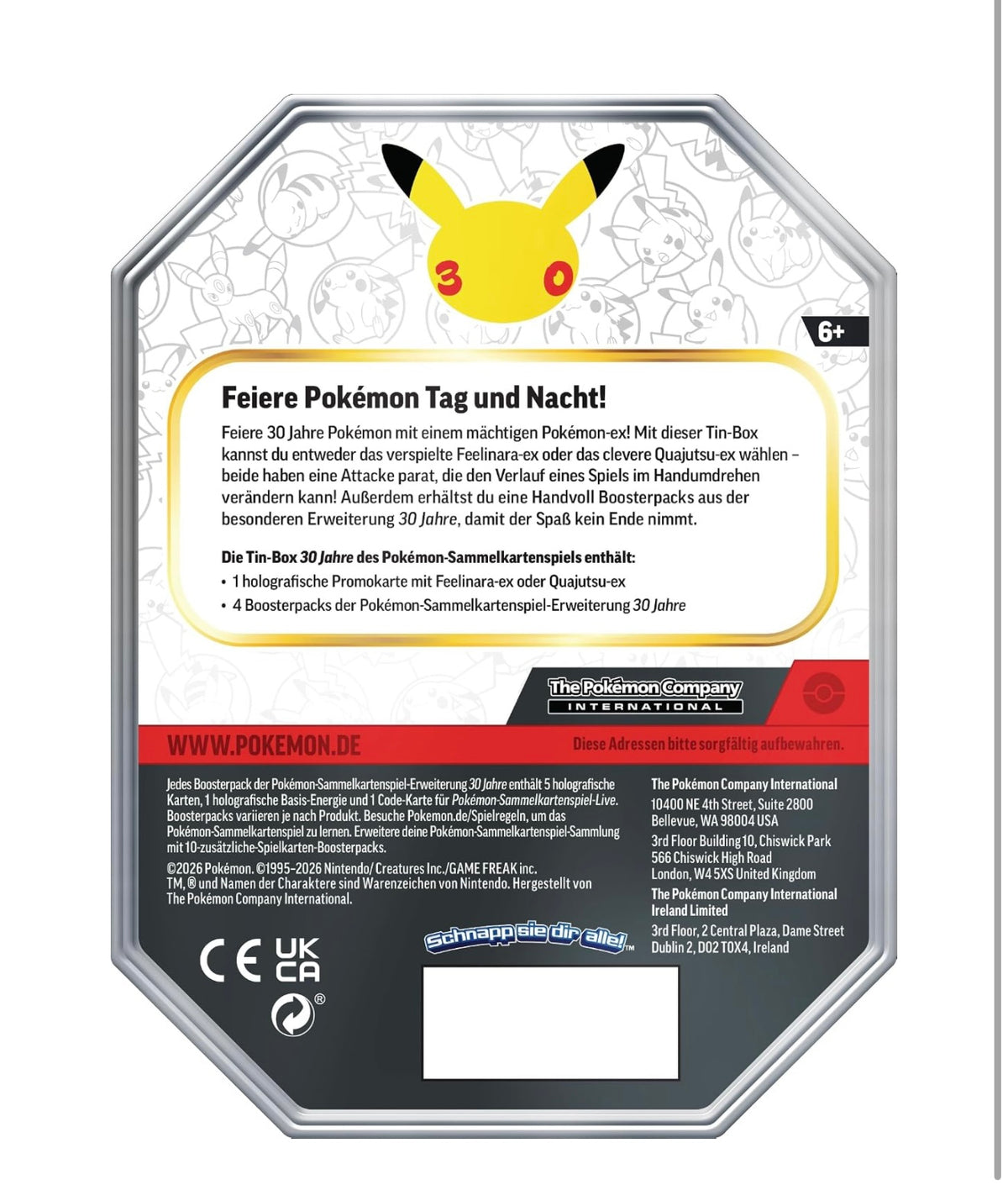 Pokemon Tin-Box 30 Jahre Feelinara-ex